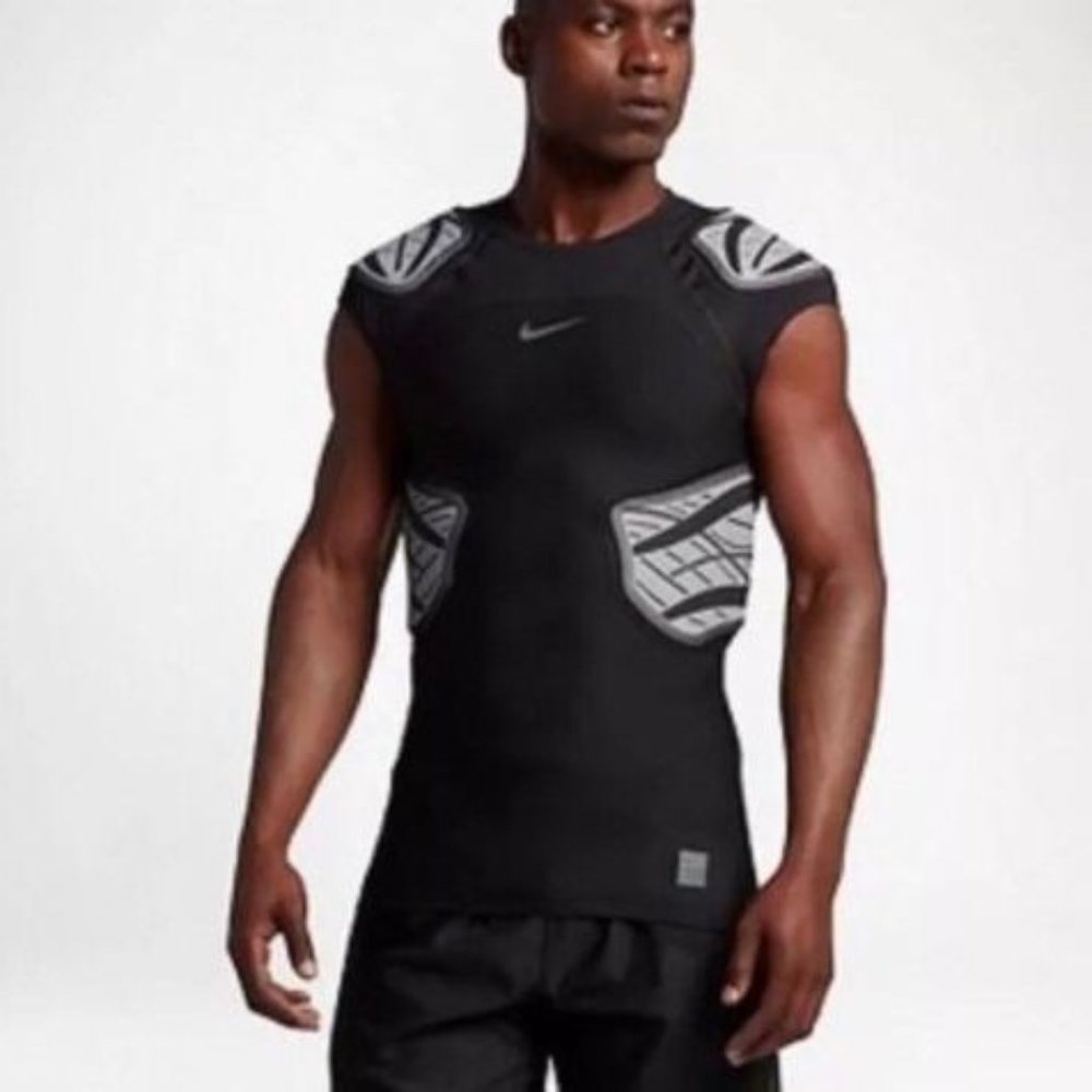 Nike Pro Hyperstrong Football Top Compression 4 Pad Black Mens Size XXL NWT